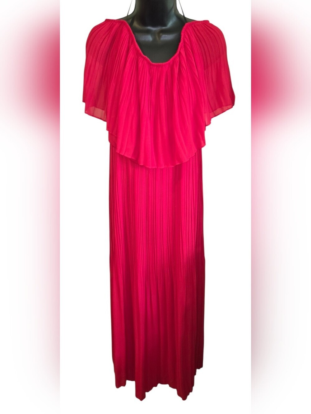 Premier Red Off-Shoulder Pleated Maxi Dress - Picture 2 of 9